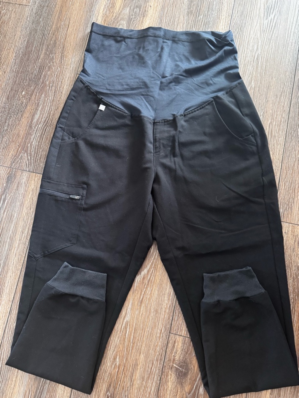 Figs Black Maternity/High-Waist Scrub Pants